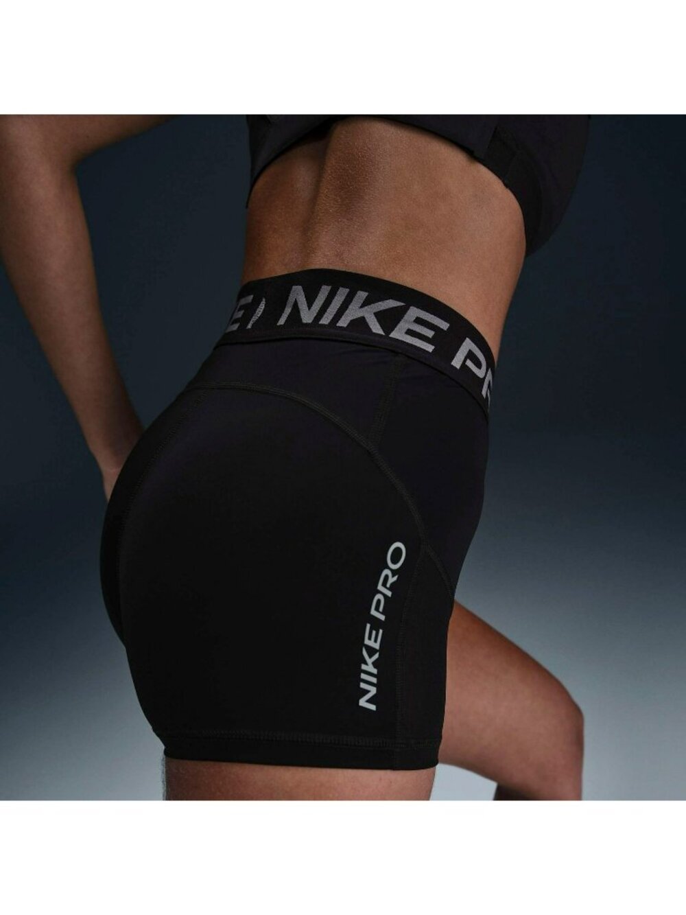 SIZE LARGE WOMEN'S Nike Pro Shorts black white HJ1172-010 3” LENGTH